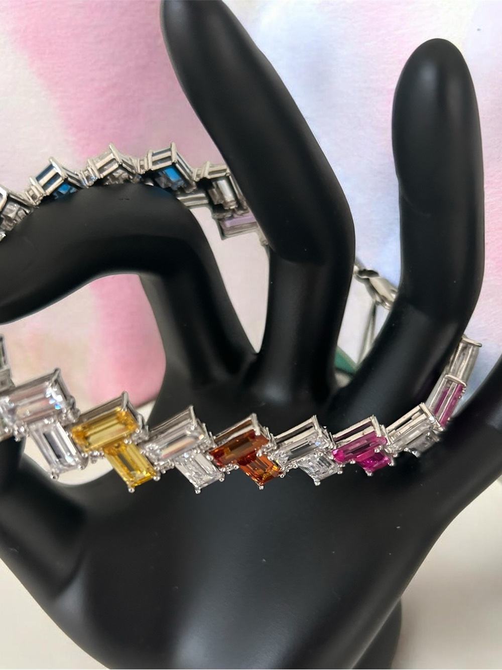 Kurt Geiger Rainbow Baguette Crystal Bracelet - Picture 3 of 8